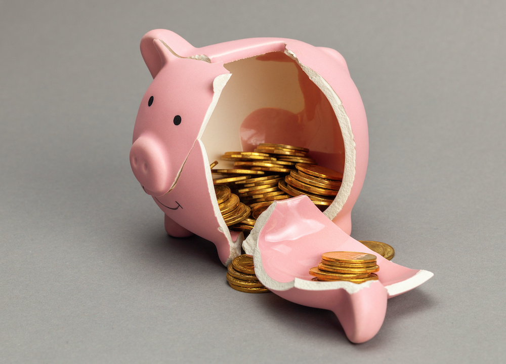 piggy bank broken