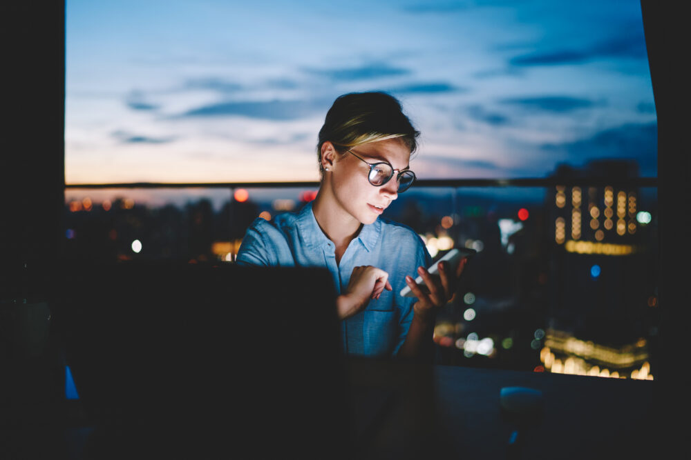 woman working late